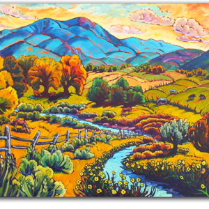 Taos Fields and Meandering Meadow Stream