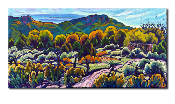 Taos Mountain Autumn (With Magpies) 18x36