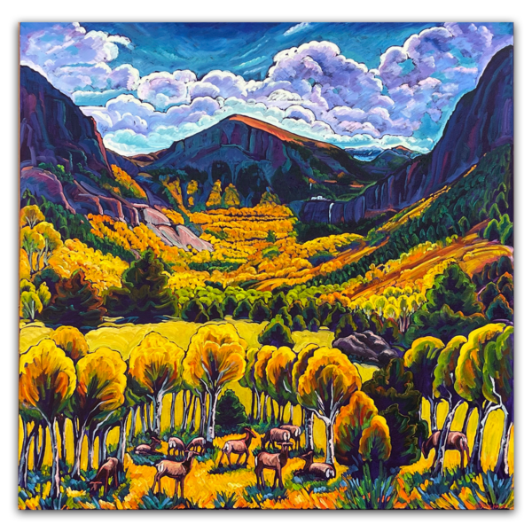 Telluride With Elk Herd 48x48