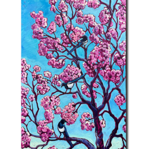 Spring Cherry Tree With Magpies 24x48