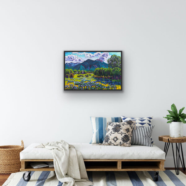 Taos Mountain With Wild Blue Iris 24x36