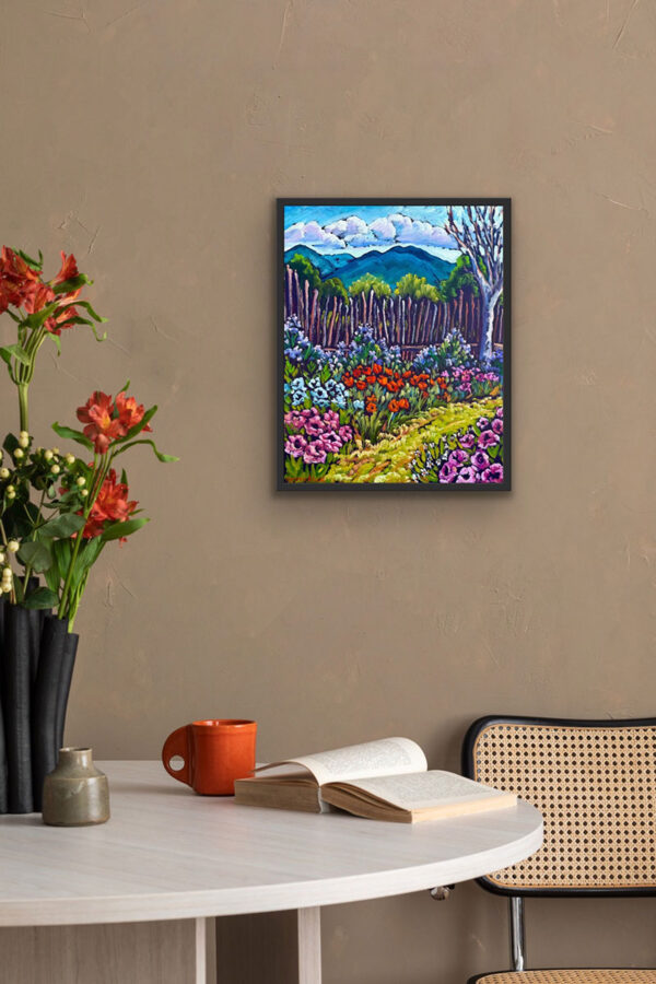 Flowering Garden, Path And Coyote Fence 16x20 - Image 4